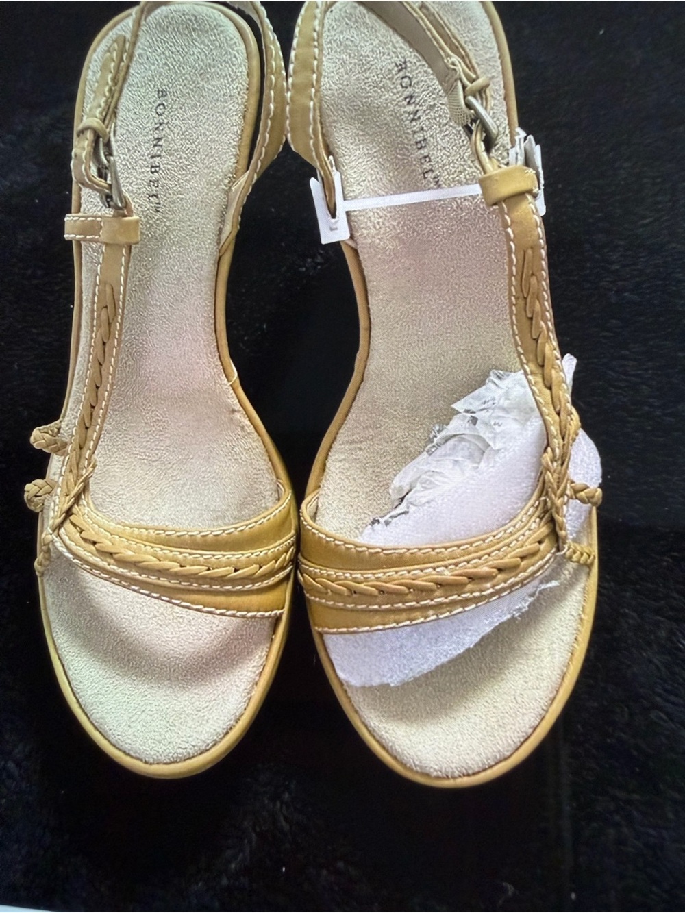 Bonnibel Gold and Tan Wedge Sandals - Picture 11 of 13